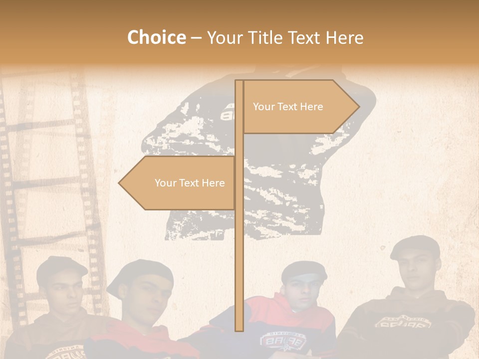 A Group Of Young Men Sitting Next To Each Other PowerPoint Template