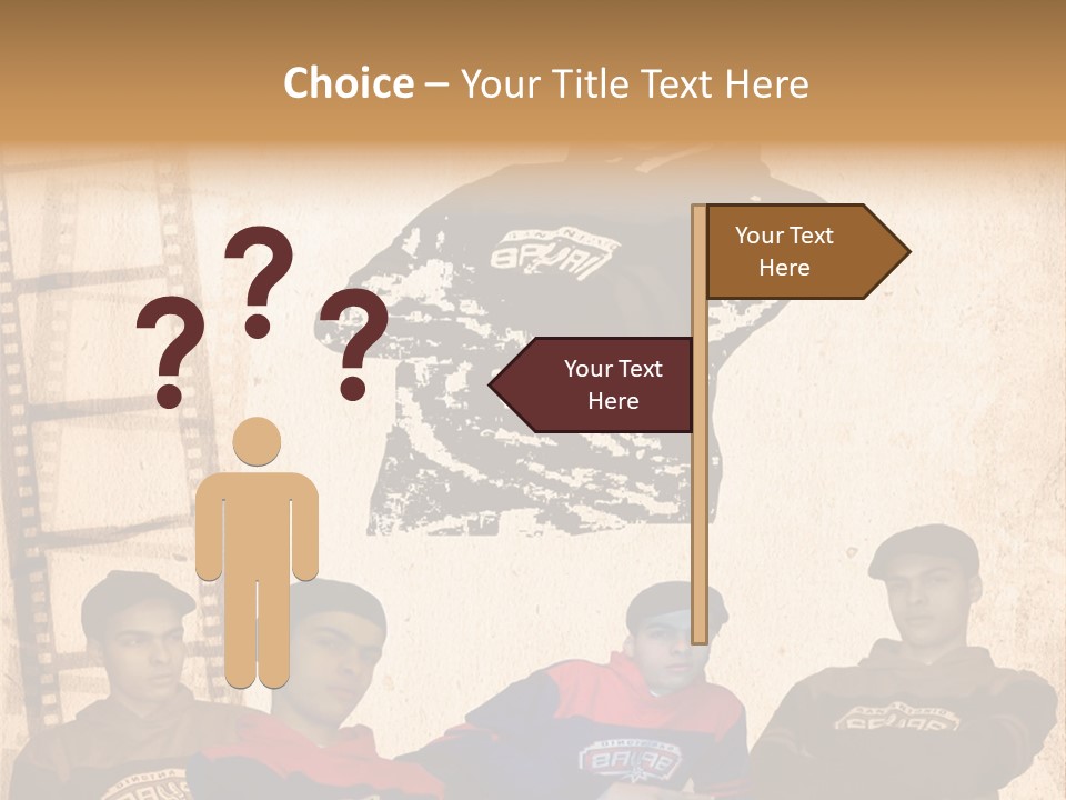 A Group Of Young Men Sitting Next To Each Other PowerPoint Template