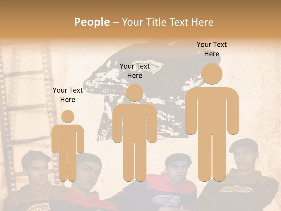 A Group Of Young Men Sitting Next To Each Other PowerPoint Template