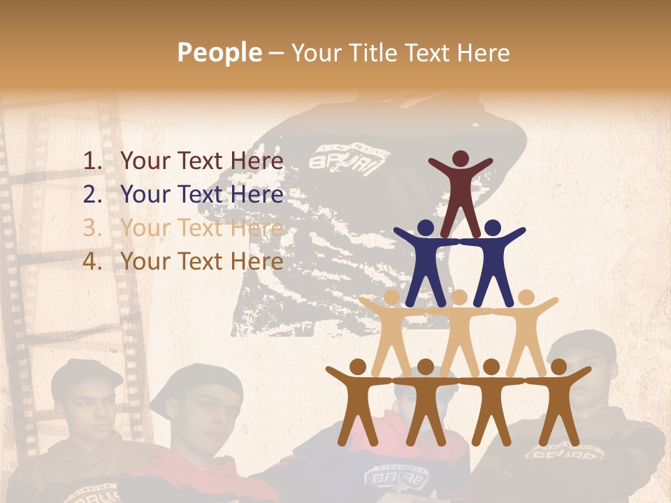 A Group Of Young Men Sitting Next To Each Other PowerPoint Template