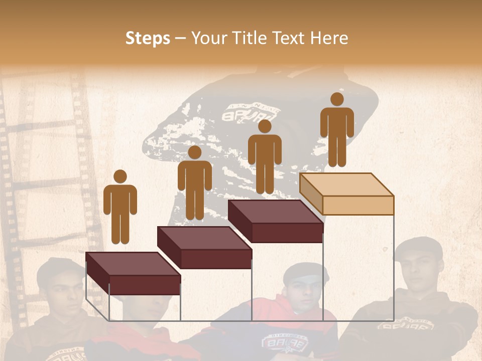 A Group Of Young Men Sitting Next To Each Other PowerPoint Template