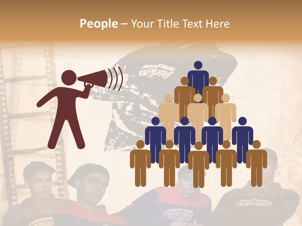 A Group Of Young Men Sitting Next To Each Other PowerPoint Template