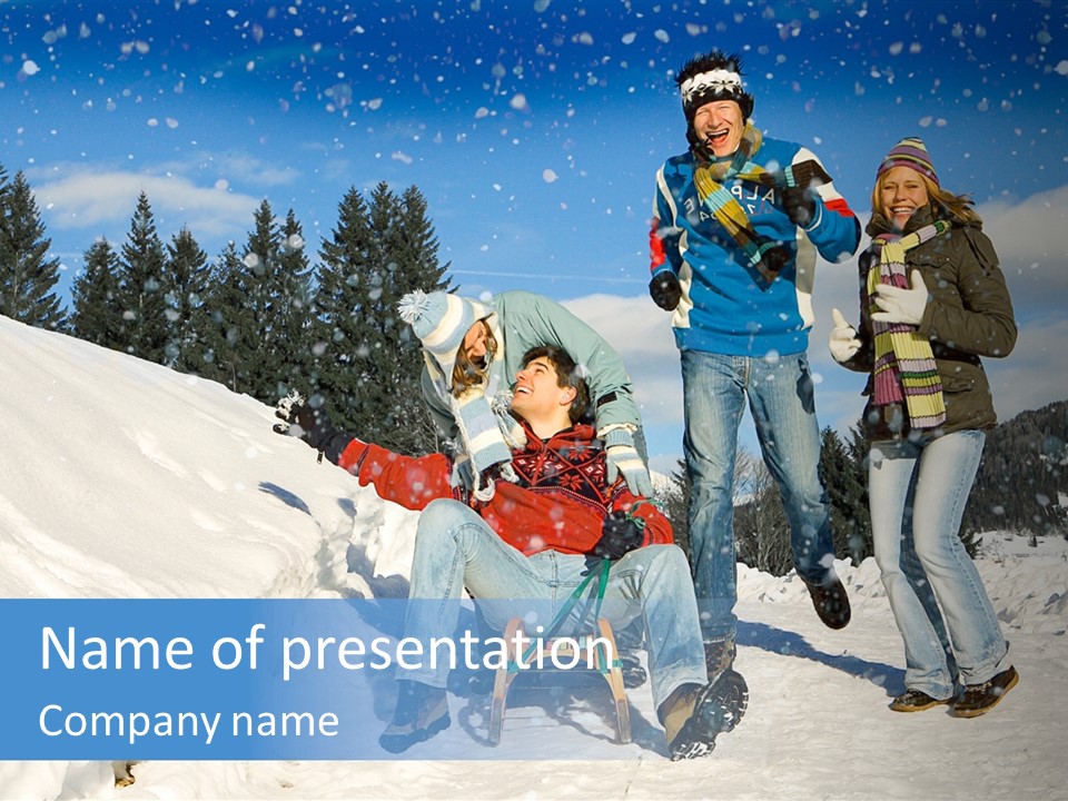 A Group Of People Standing On Top Of A Snow Covered Slope PowerPoint Template