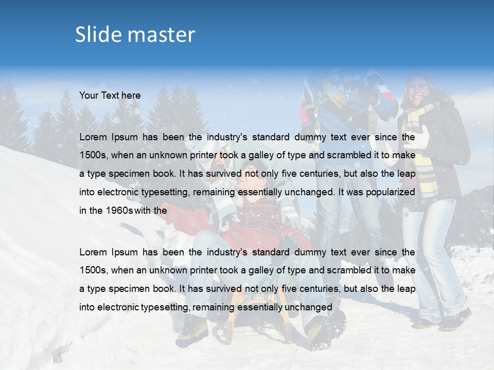 A Group Of People Standing On Top Of A Snow Covered Slope PowerPoint Template