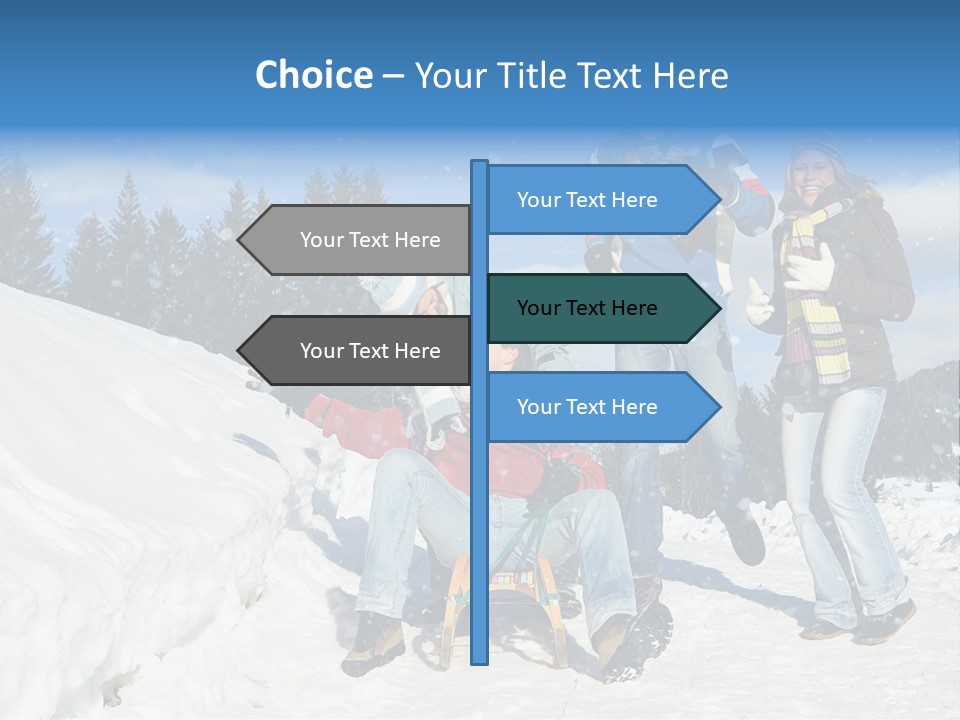A Group Of People Standing On Top Of A Snow Covered Slope PowerPoint Template