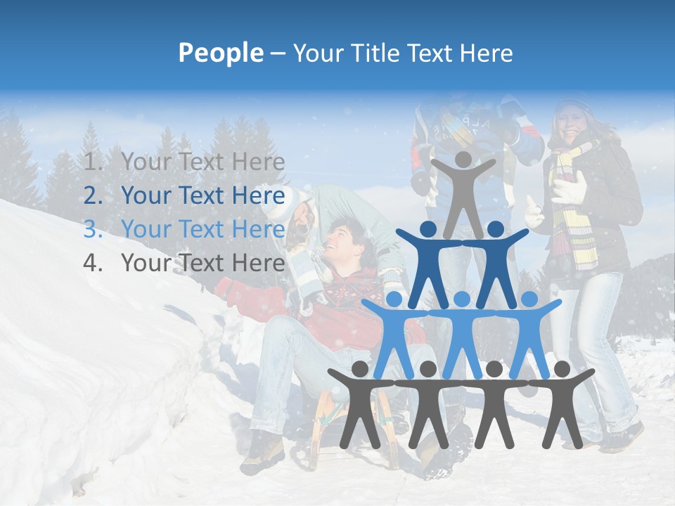 A Group Of People Standing On Top Of A Snow Covered Slope PowerPoint Template