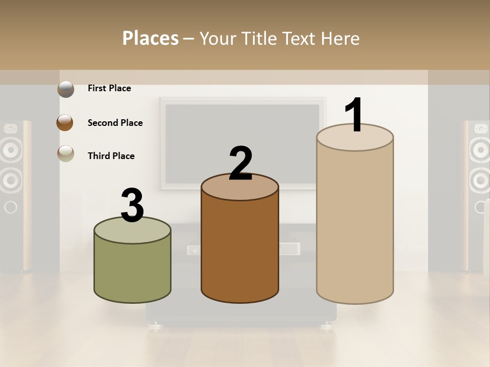 A Living Room With White Furniture And A Flat Screen Tv PowerPoint Template