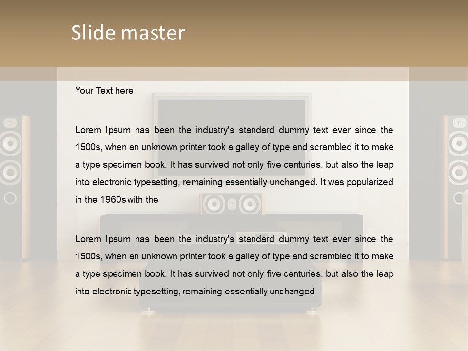 A Living Room With White Furniture And A Flat Screen Tv PowerPoint Template