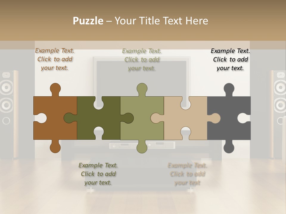 A Living Room With White Furniture And A Flat Screen Tv PowerPoint Template