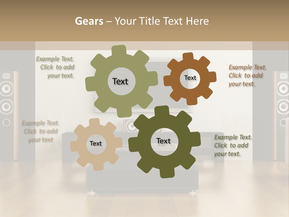 A Living Room With White Furniture And A Flat Screen Tv PowerPoint Template