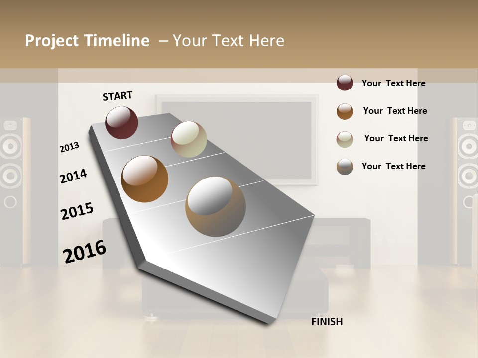 A Living Room With White Furniture And A Flat Screen Tv PowerPoint Template