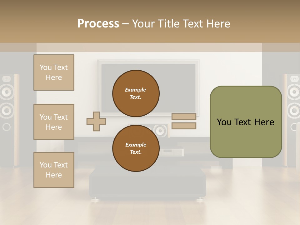 A Living Room With White Furniture And A Flat Screen Tv PowerPoint Template
