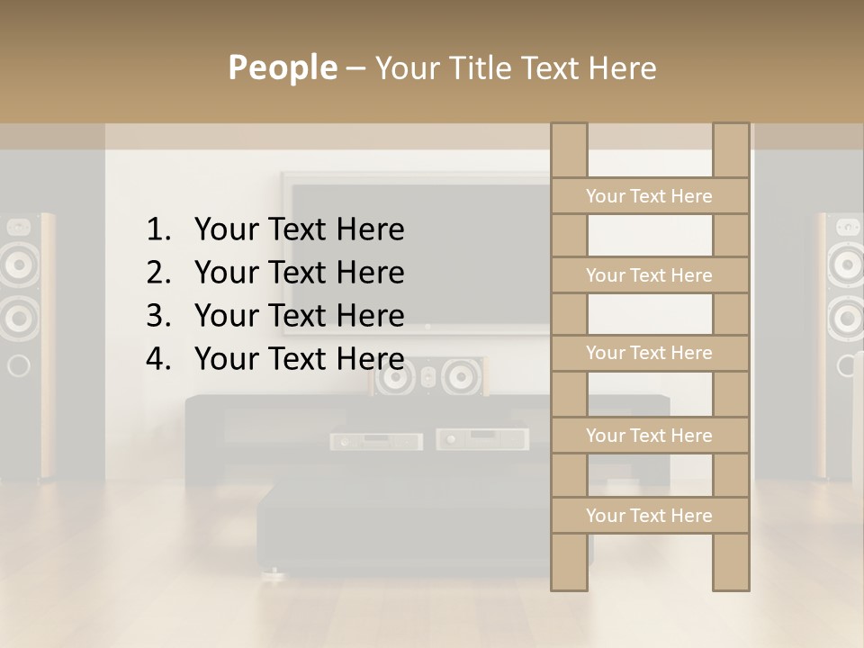 A Living Room With White Furniture And A Flat Screen Tv PowerPoint Template