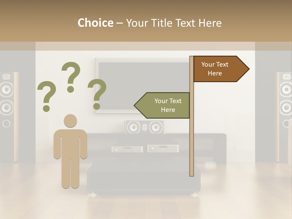 A Living Room With White Furniture And A Flat Screen Tv PowerPoint Template