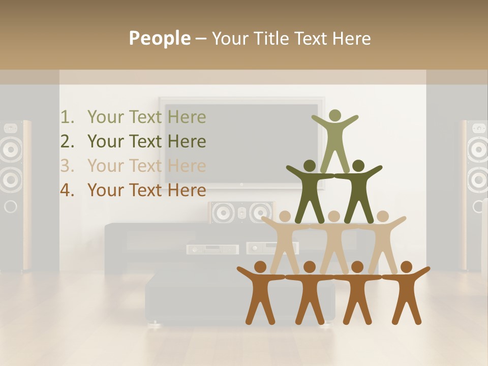 A Living Room With White Furniture And A Flat Screen Tv PowerPoint Template