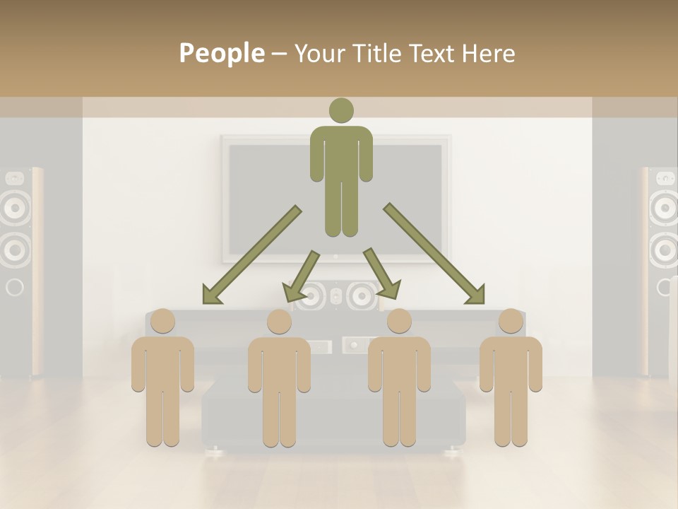 A Living Room With White Furniture And A Flat Screen Tv PowerPoint Template