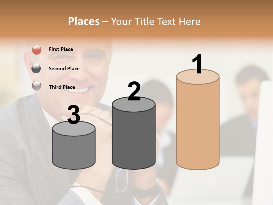 A Man In A Business Suit Sitting In Front Of A Laptop PowerPoint Template