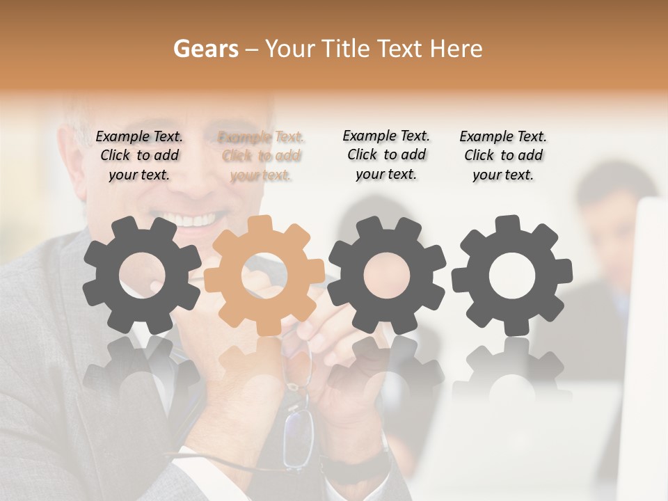 A Man In A Business Suit Sitting In Front Of A Laptop PowerPoint Template