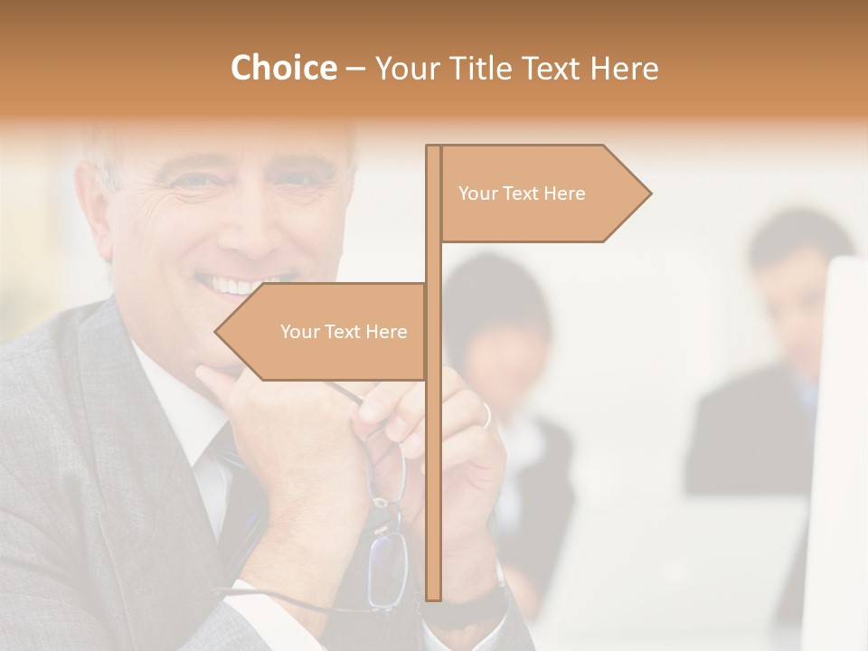 A Man In A Business Suit Sitting In Front Of A Laptop PowerPoint Template