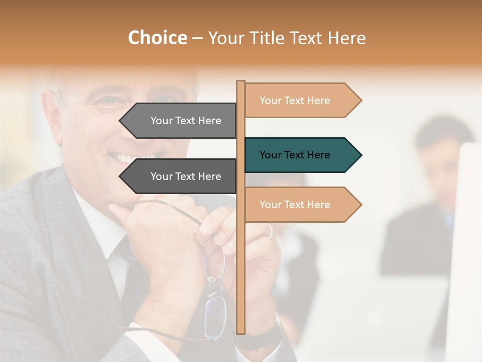 A Man In A Business Suit Sitting In Front Of A Laptop PowerPoint Template