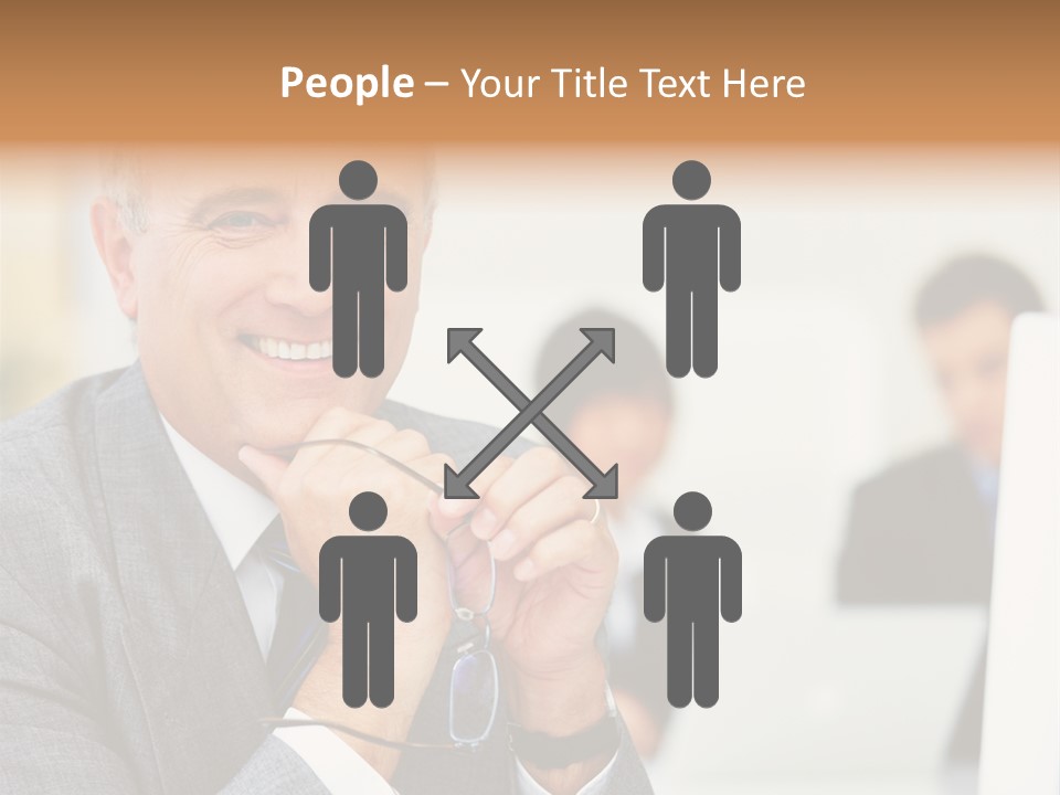 A Man In A Business Suit Sitting In Front Of A Laptop PowerPoint Template