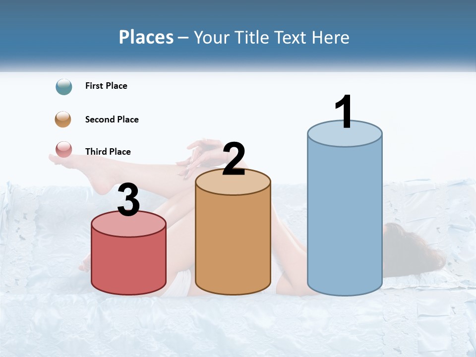 A Woman Laying On Top Of A Blue Bed PowerPoint Template