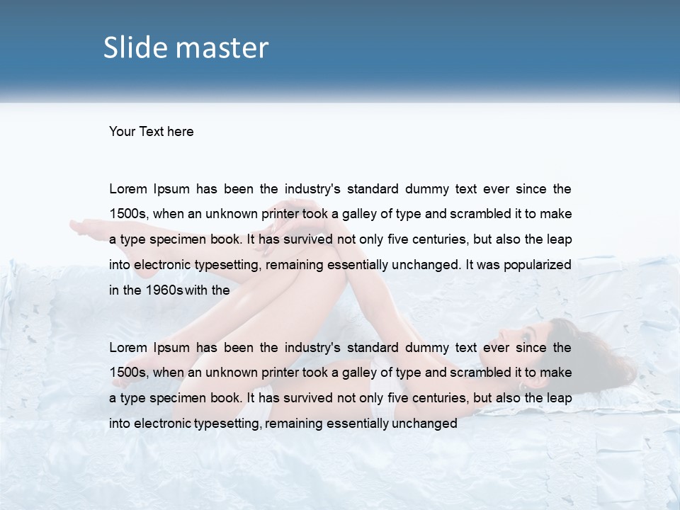 A Woman Laying On Top Of A Blue Bed PowerPoint Template