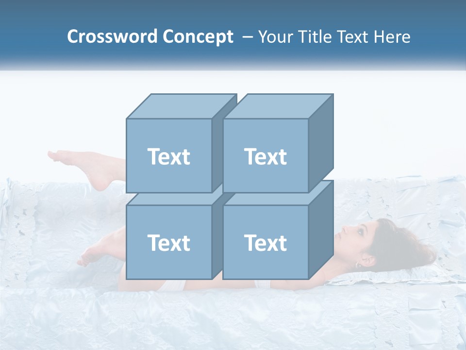 A Woman Laying On Top Of A Blue Bed PowerPoint Template