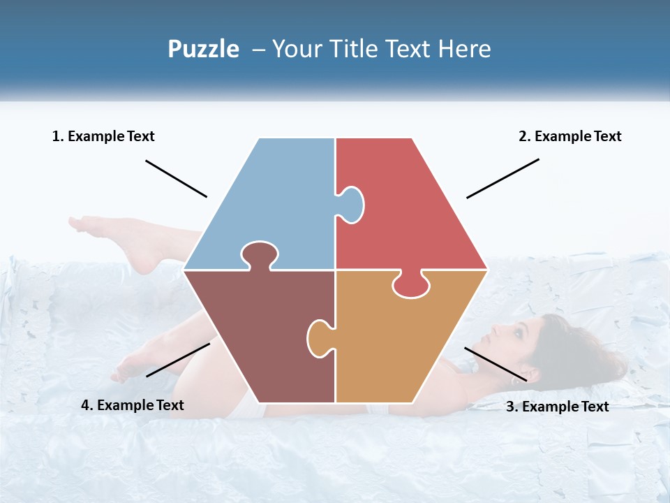 A Woman Laying On Top Of A Blue Bed PowerPoint Template