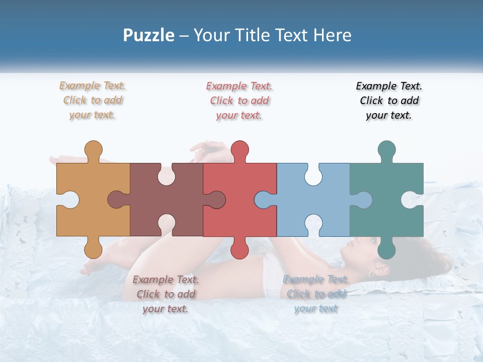 A Woman Laying On Top Of A Blue Bed PowerPoint Template