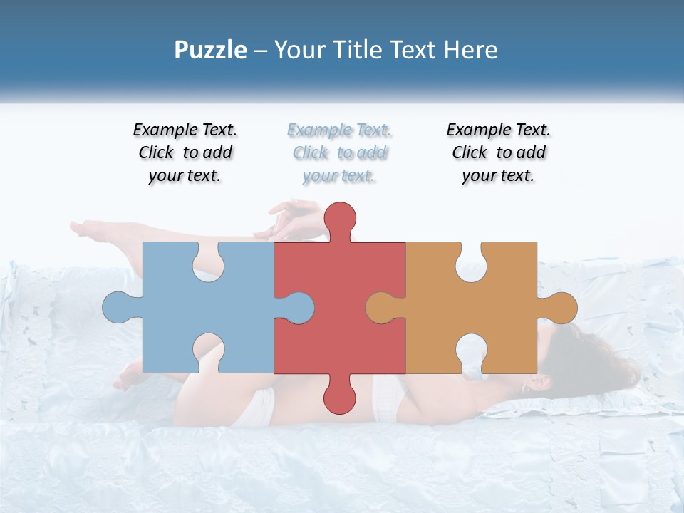 A Woman Laying On Top Of A Blue Bed PowerPoint Template