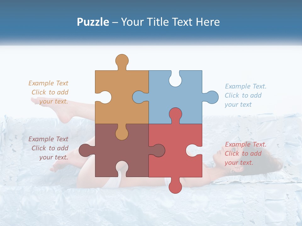 A Woman Laying On Top Of A Blue Bed PowerPoint Template