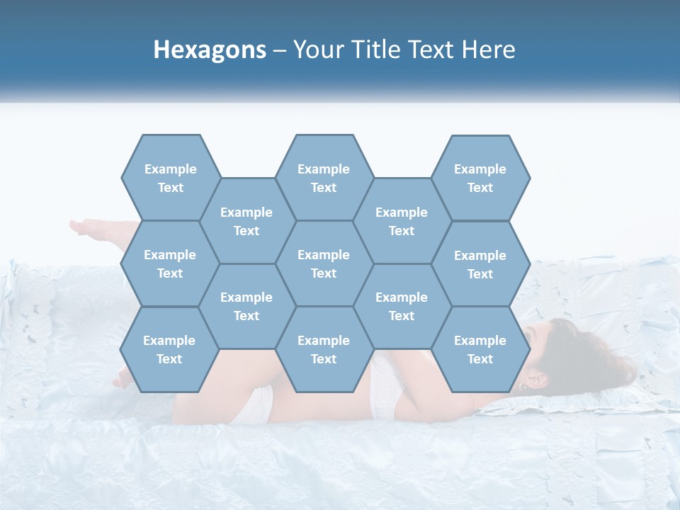 A Woman Laying On Top Of A Blue Bed PowerPoint Template