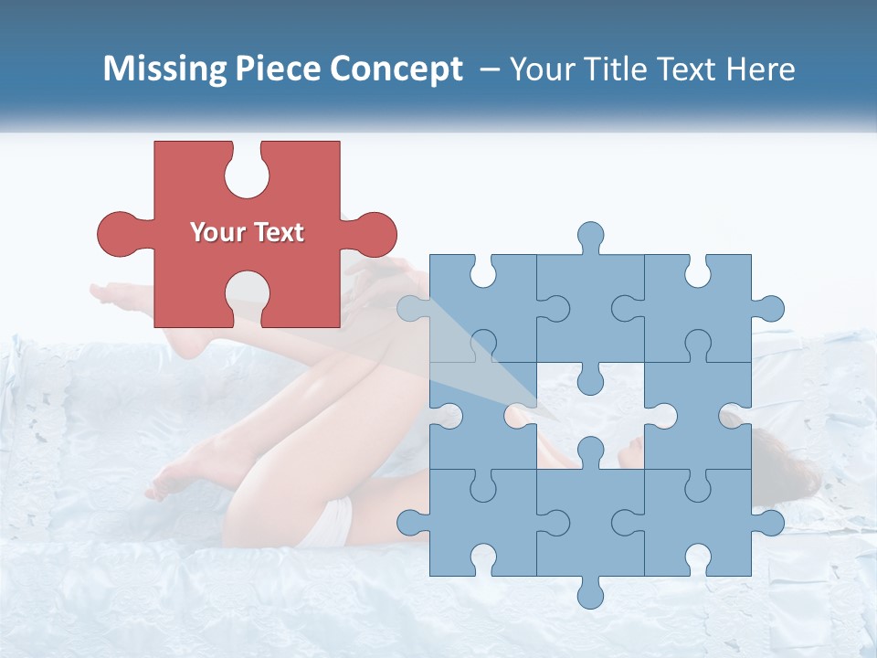 A Woman Laying On Top Of A Blue Bed PowerPoint Template