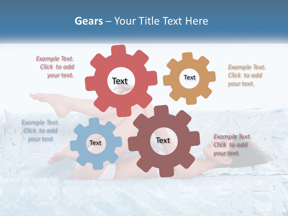 A Woman Laying On Top Of A Blue Bed PowerPoint Template