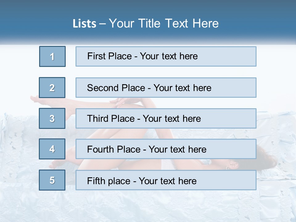 A Woman Laying On Top Of A Blue Bed PowerPoint Template