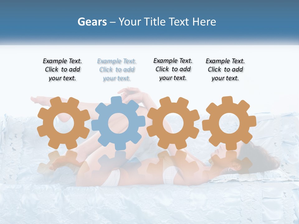 A Woman Laying On Top Of A Blue Bed PowerPoint Template