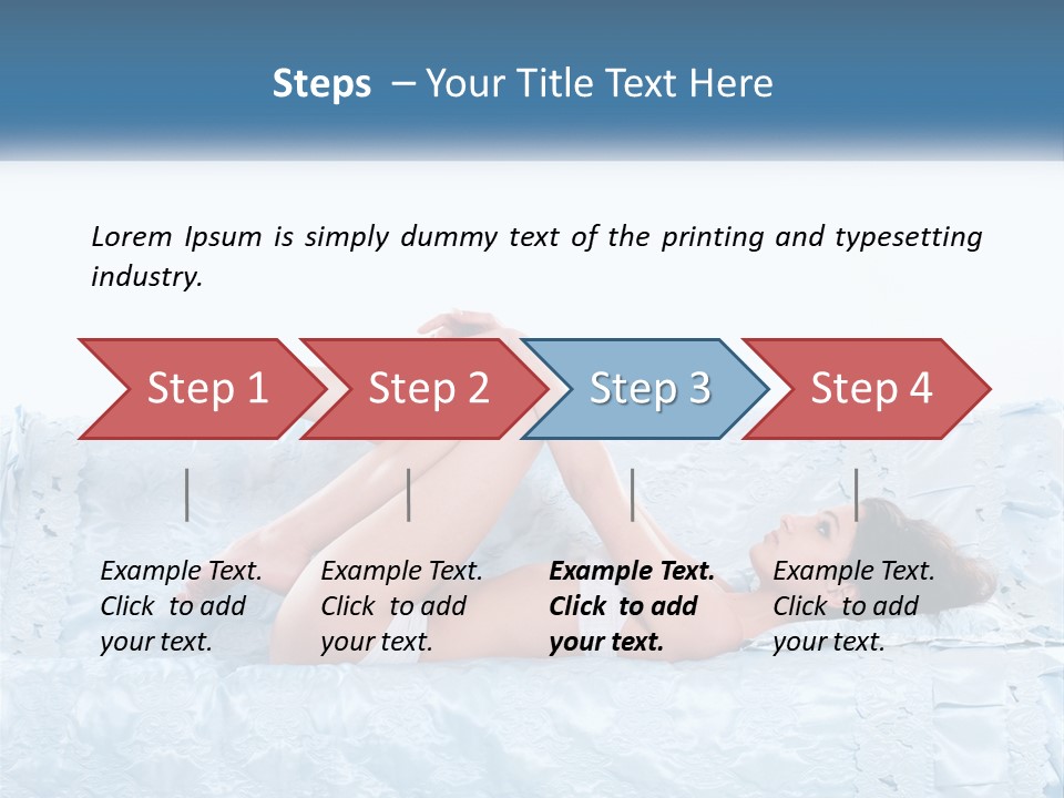 A Woman Laying On Top Of A Blue Bed PowerPoint Template