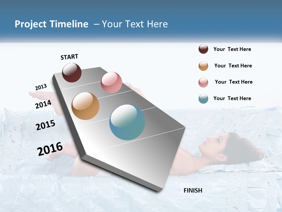 A Woman Laying On Top Of A Blue Bed PowerPoint Template