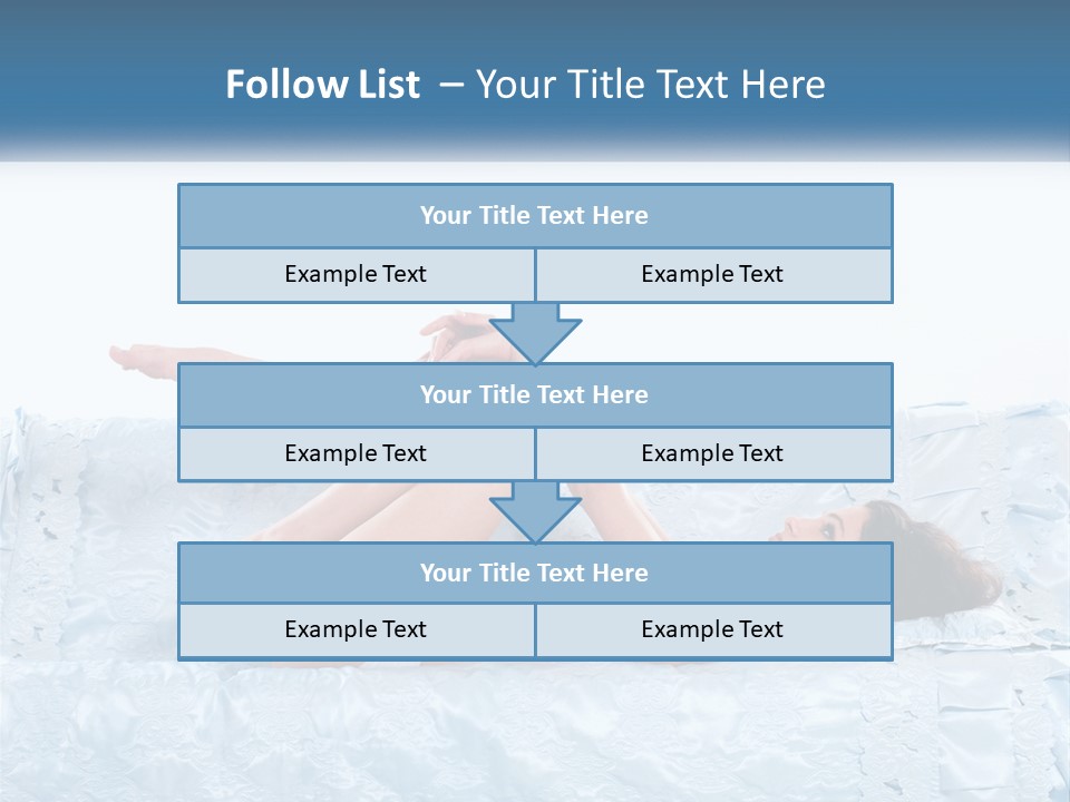 A Woman Laying On Top Of A Blue Bed PowerPoint Template