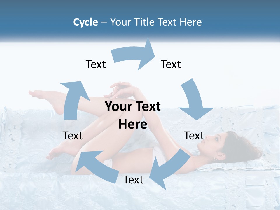 A Woman Laying On Top Of A Blue Bed PowerPoint Template