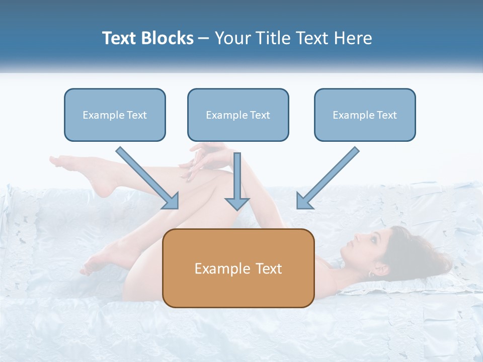 A Woman Laying On Top Of A Blue Bed PowerPoint Template