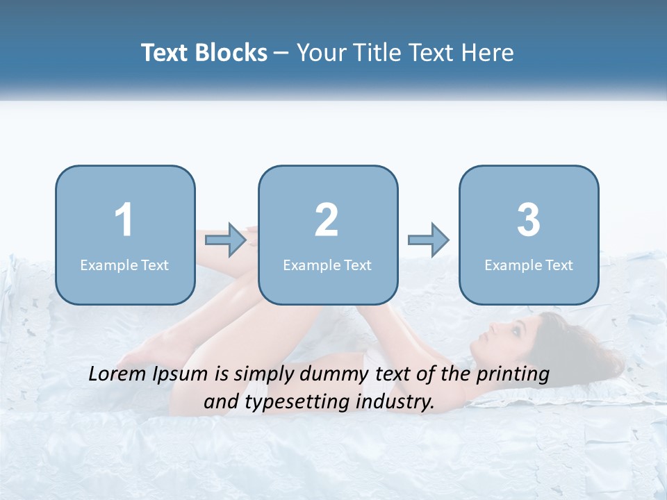 A Woman Laying On Top Of A Blue Bed PowerPoint Template