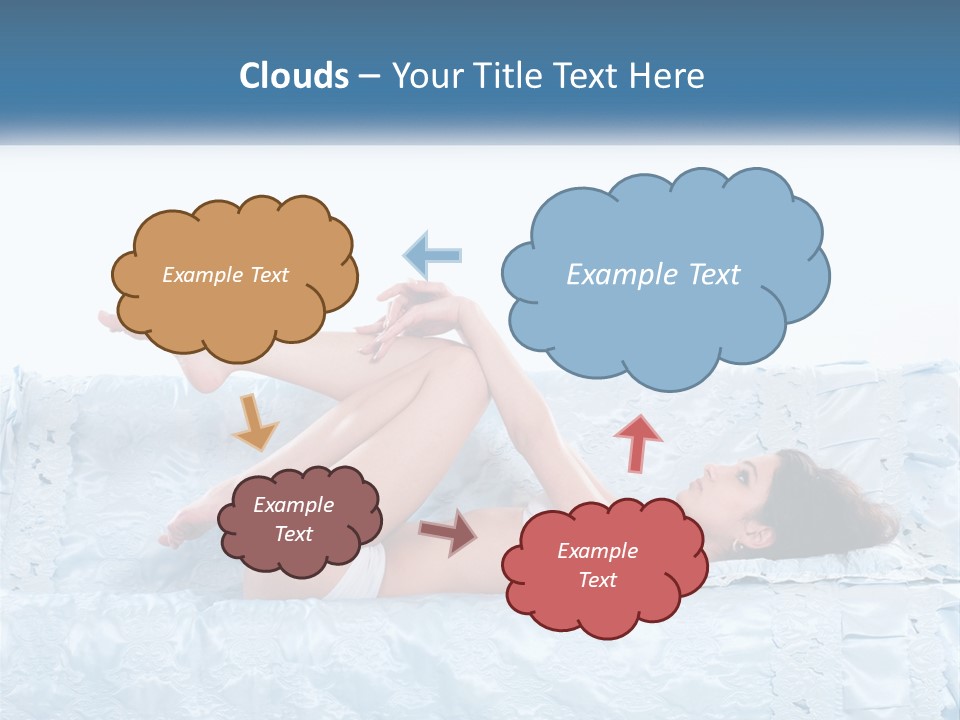 A Woman Laying On Top Of A Blue Bed PowerPoint Template