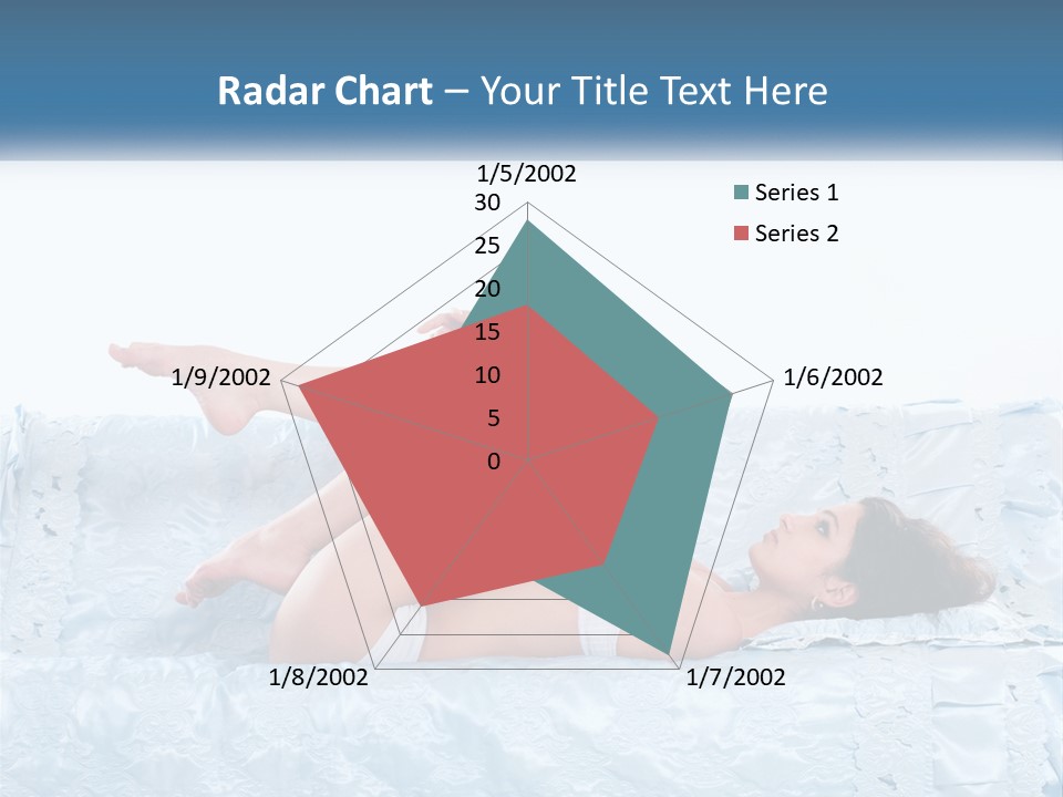 A Woman Laying On Top Of A Blue Bed PowerPoint Template