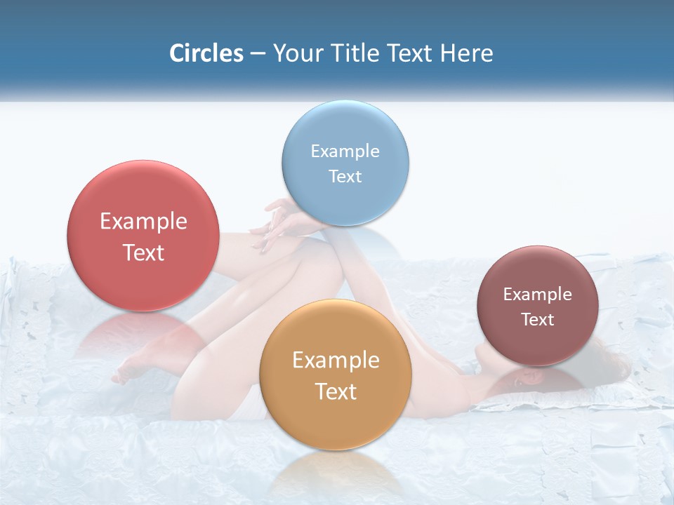 A Woman Laying On Top Of A Blue Bed PowerPoint Template