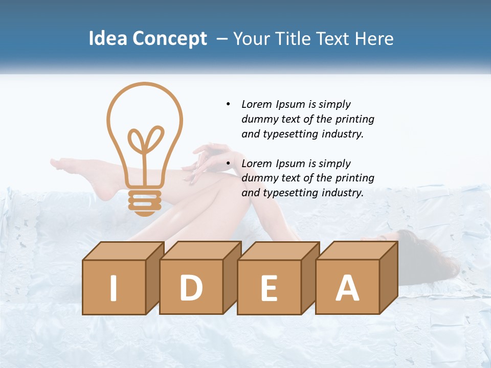A Woman Laying On Top Of A Blue Bed PowerPoint Template