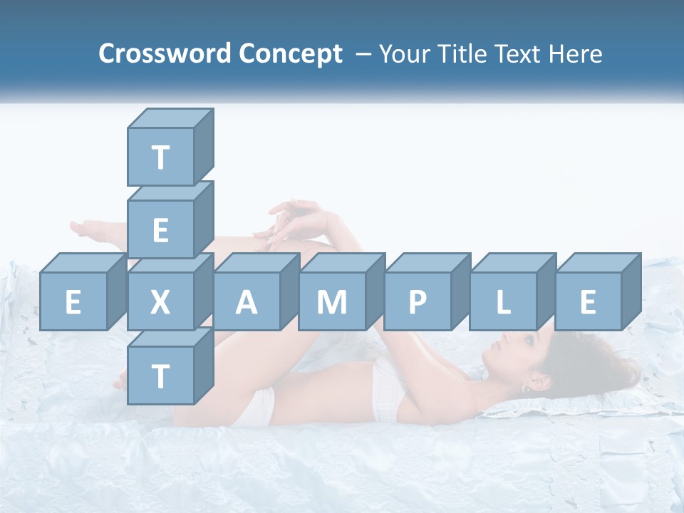A Woman Laying On Top Of A Blue Bed PowerPoint Template