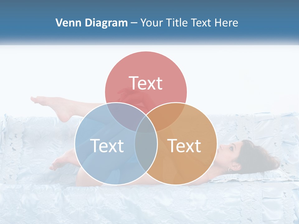 A Woman Laying On Top Of A Blue Bed PowerPoint Template