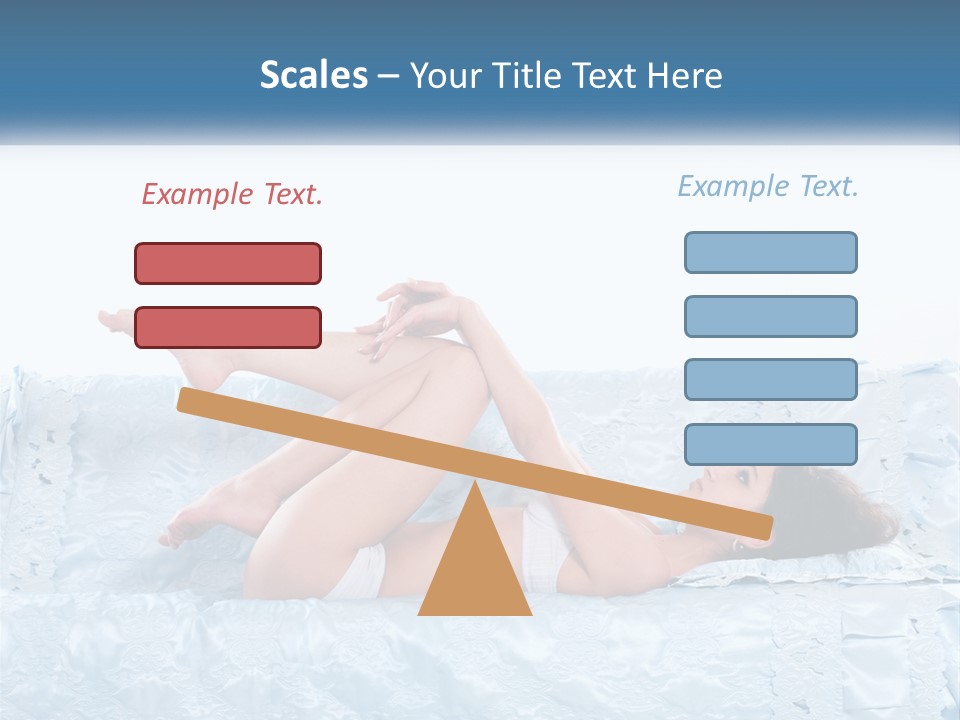 A Woman Laying On Top Of A Blue Bed PowerPoint Template